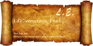 Lövenstein Etel névjegykártya
